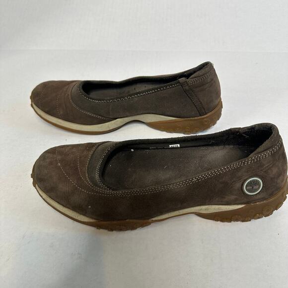 Timberland Size 9 Nubuck Leather Slip On Flats Loafer Brown Outdoor Commuter - Picture 4 of 9